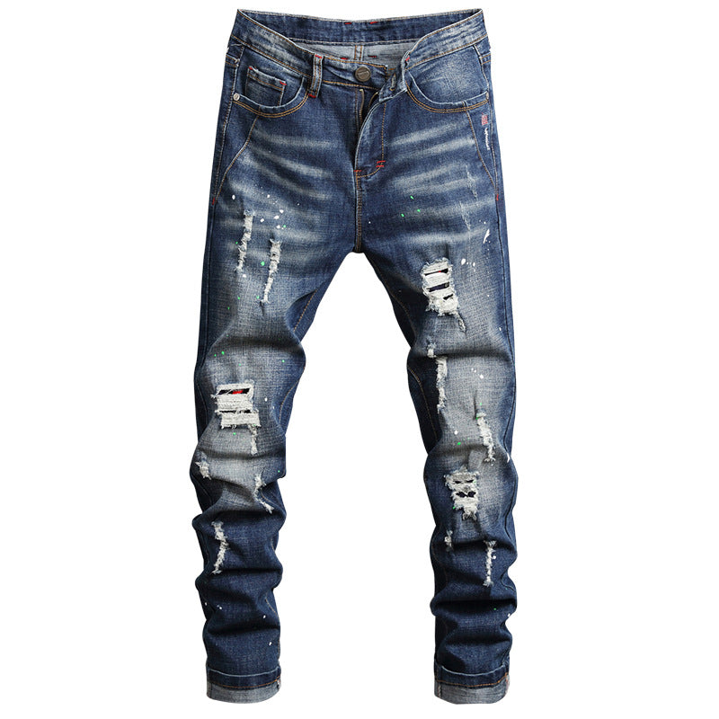 Herren Ripped Denim Jeans im urbanen Style EB