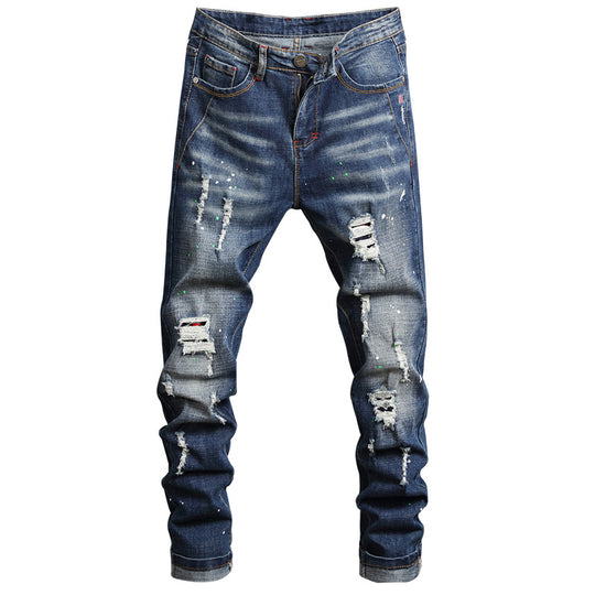 Herren Ripped Denim Jeans im urbanen Style EB