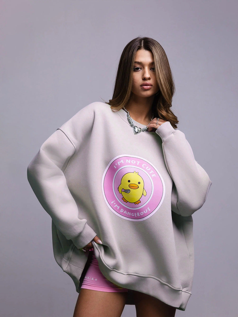 Damen lässiger Sweatshirt mit kontrastivem Druck EB