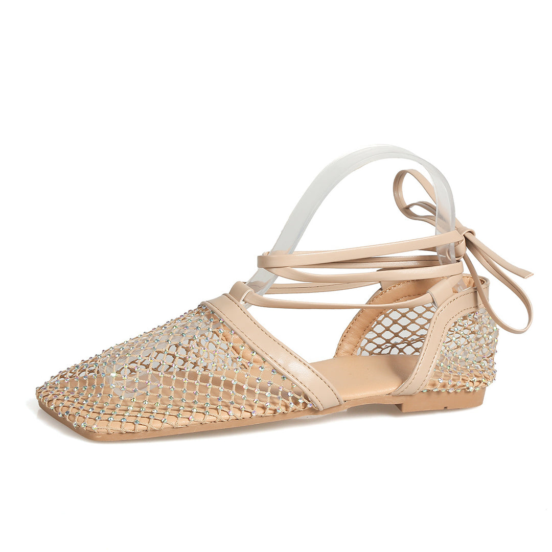 Damen elegante Netzsandalen mit verstellbarem Schnürsystem und rutschfester Sohle EB