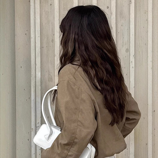 Damen lässige Wildlederjacke im Oversized-Schnitt EB