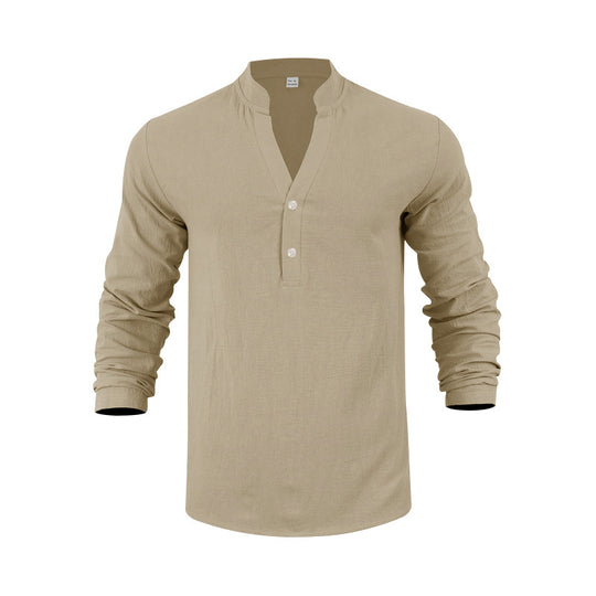 Herren Langarm-Henley-Shirt mit praktischem Knopfdesign und lässiger Passform EB