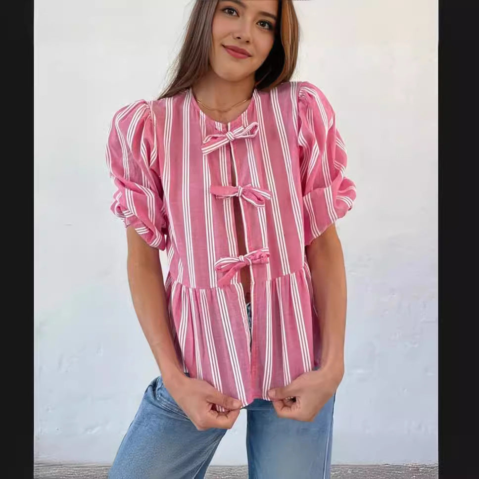 Damen Bluse mit Rüschendetails und raffinierter Knopföffnung EB