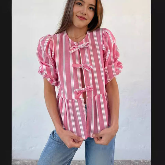 Damen Bluse mit Rüschendetails und raffinierter Knopföffnung EB