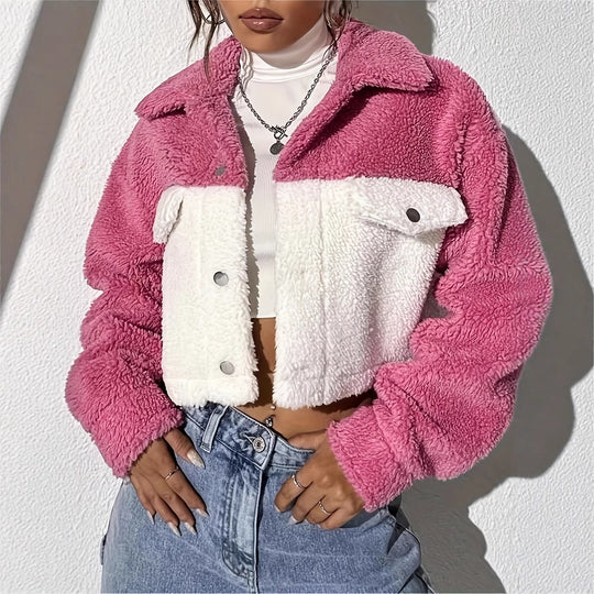 Damen Fleecejacke im Oversize-Stil mit Taschen EB