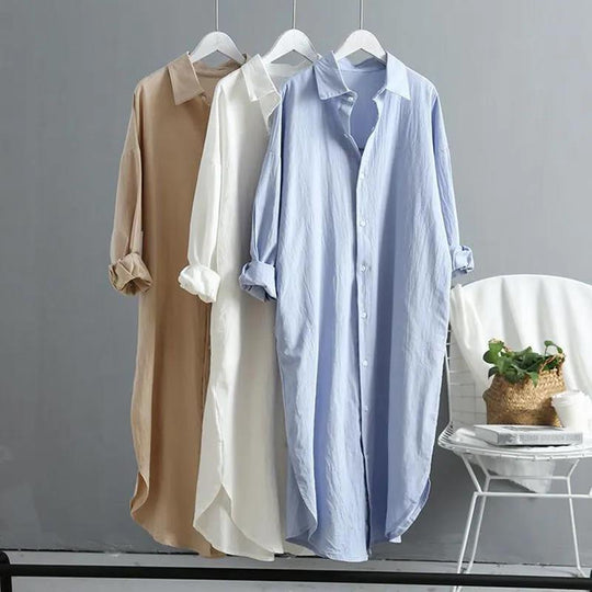 Damen oversized Blusenhemd in lässigem Schnitt mit Knopfleiste EB