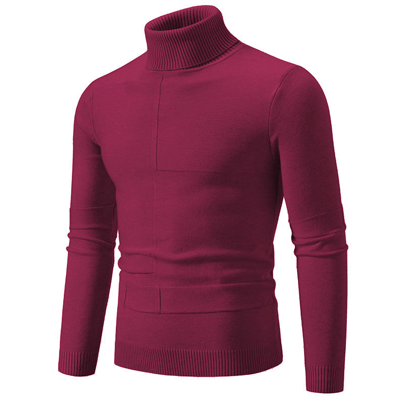 Herren eleganter Rollkragenpullover mit modernem Zopfmuster EB