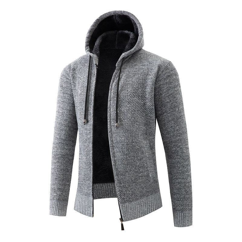 Herren gefütterte Strickjacke mit Kapuze EB