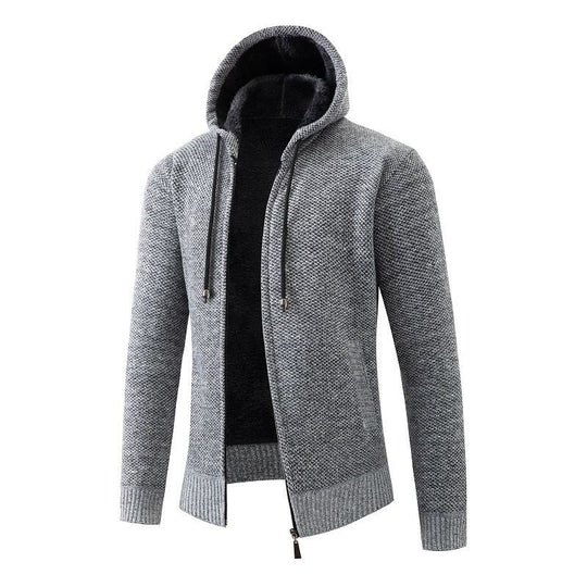Herren gefütterte Strickjacke mit Kapuze EB