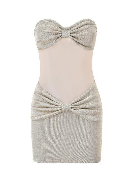 Damen Bandeau Minikleid mit raffiniertem Rüschenelement EB