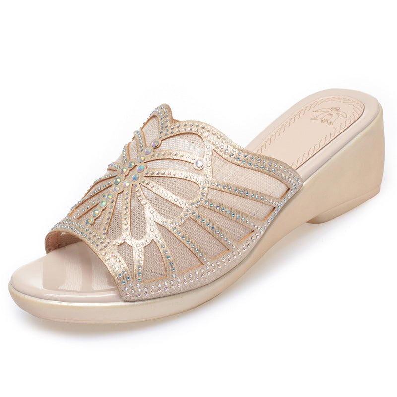 Damen Elegante Sandalen mit modischem Strassdesign und komfortablem Blockabsatz EB