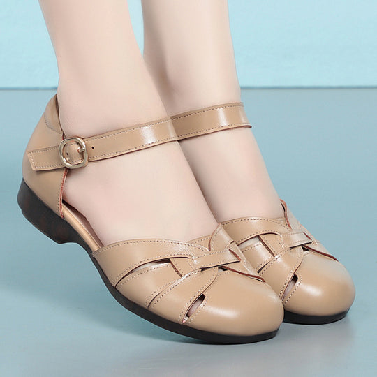 Damen Ballerinas mit offenem Zeh und verstellbarem Riemen EB