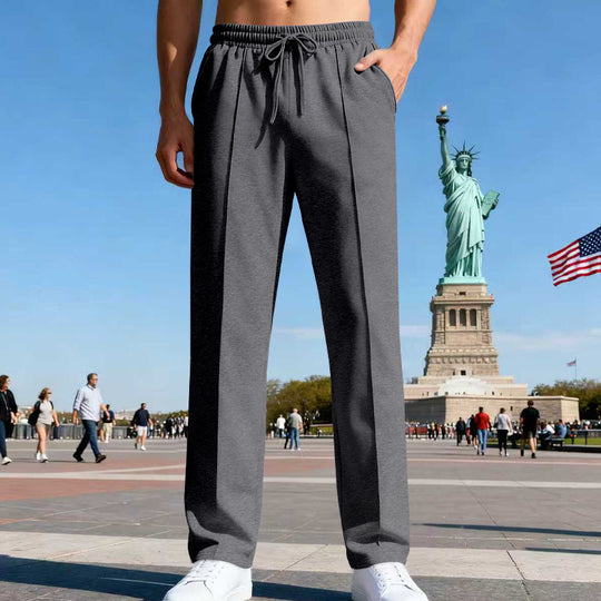 Herren nan elegante Sweathose mit Bügelfalte geradem Bein und Tunnelzug EB