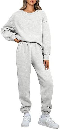 Damen nan Relaxed-Loungewear-Set mit Oversize Rundhals-Sweatshirt und taillierter High-Waist Jogginghose aus French Terry EB