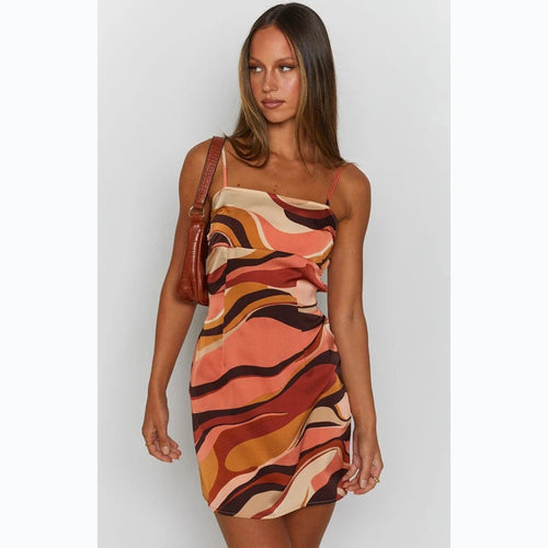 Damen Minikleid mit verführerischem Wickeldesign und intensiven Farbverlauf EB