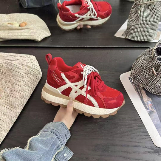 Damen Sportliche Chunky Sneakers mit rutschfester Sohle und atmungsaktiver Obermaterialstruktur EB