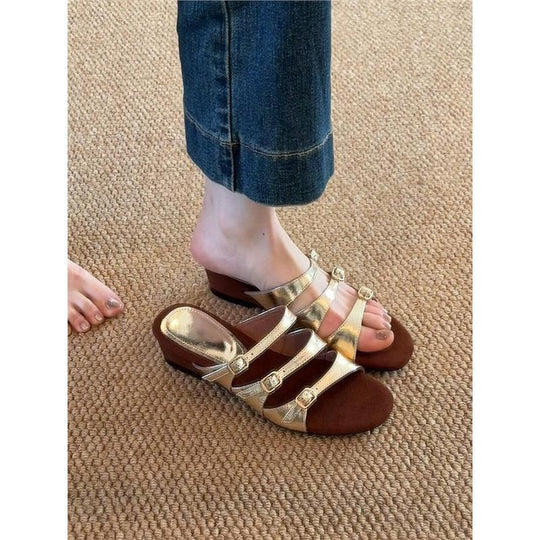 Damen Elegante Riemchen-Sandalen mit dekorativen Schnallen EB