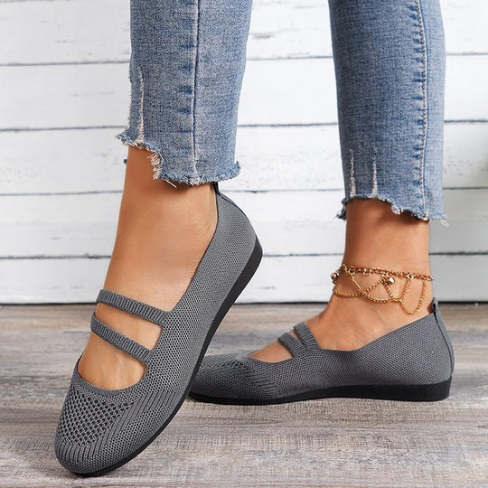 Damen Geflochtene und atmungsaktive Ballerinas EB
