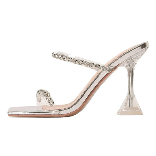 Damen elegante High Heel Sandalen mit glitzernden Strassverzierungen EB