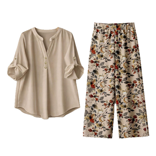 Damen Freizeitoberteil und Blumenhose EB