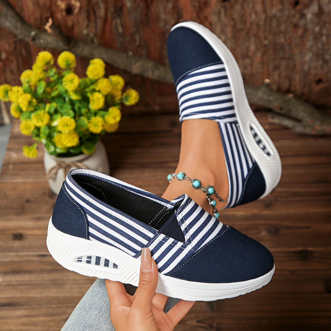 Damen Komfortable Freizeit-Sneaker mit modischem Streifenmuster EB