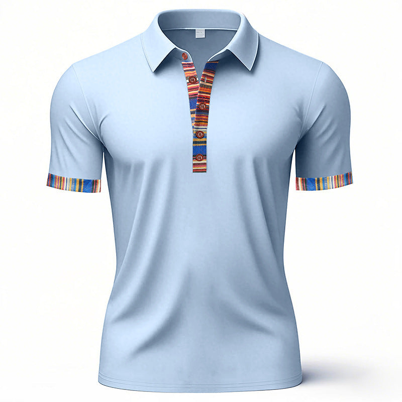 Herren Polo-Shirt mit buntem Kragen und strukturierter Optik EB