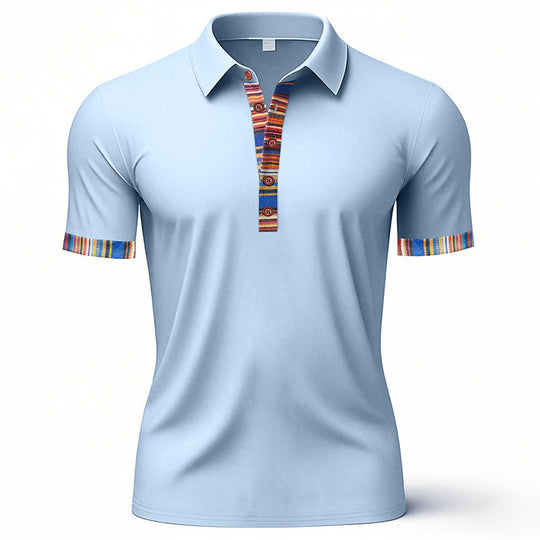 Herren Polo-Shirt mit buntem Kragen und strukturierter Optik EB
