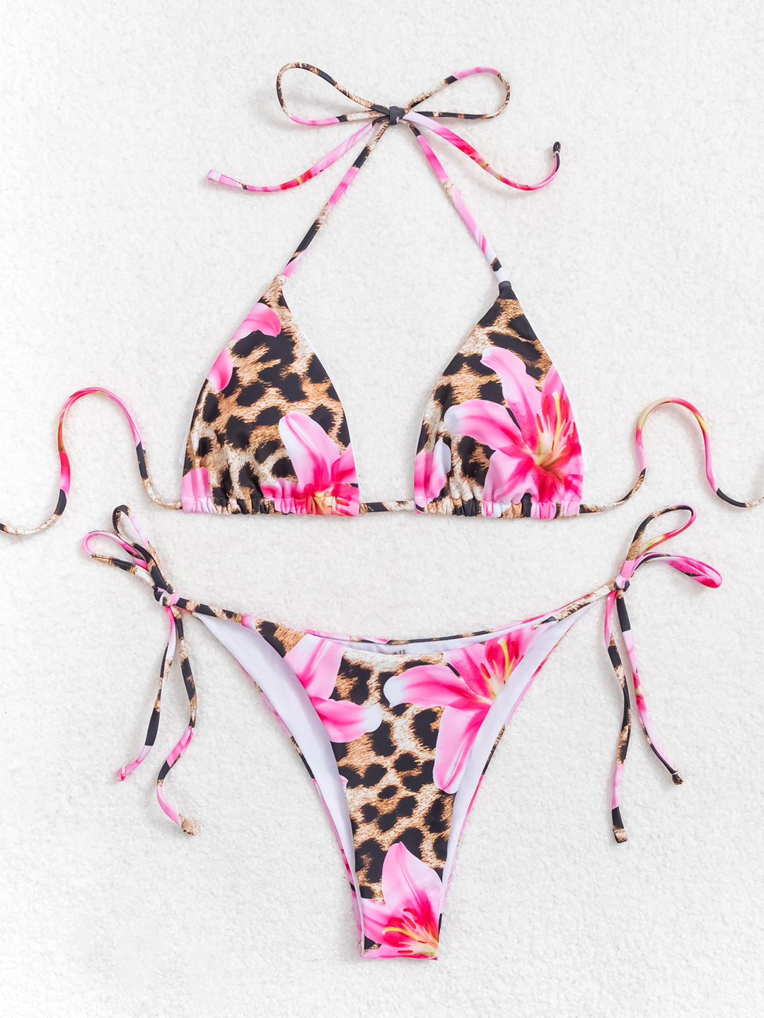 Damen Triangel-Bikini mit floralem und tierischem Muster EB