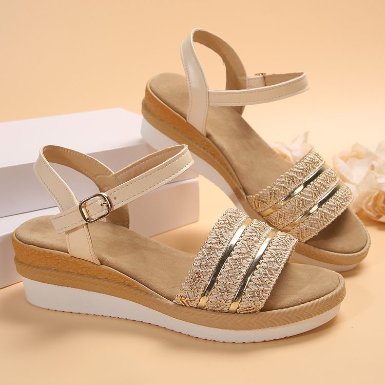 Damen Moderne Riemchen-Plateausandalen mit Glitzerapplikationen EB