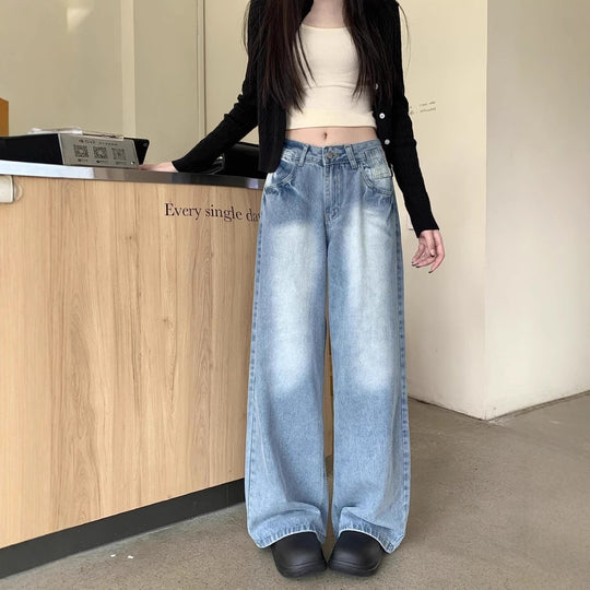 Damen weite Denim-Jeans im modischen Schnitt mit hohen Taschen EB