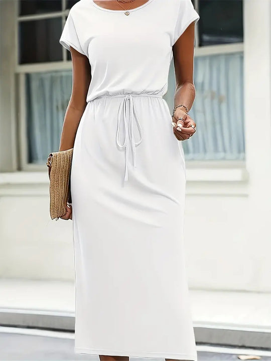 Damen Midi-Kleid mit elastischem Bund EB