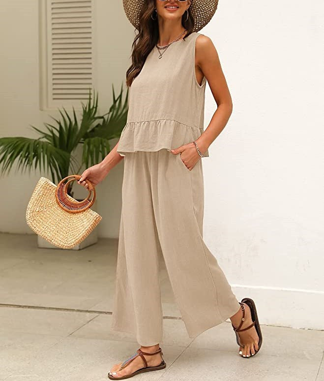 Damen luftiges Jumpsuit mit Rüschensaum EB