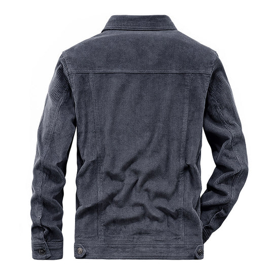 Herren Feincord-Workerjacke im Trucker-Schnitt mit verdeckter Knopfleiste EB