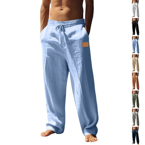 Herren nan extraweite Leinen-Relaxhose mit verstärktem Komfortbund, Kordelzug und tiefen Eingrifftaschen EB