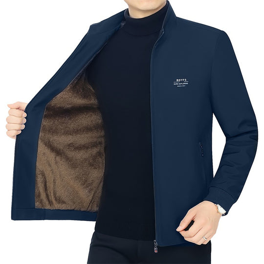 Herren Stehkragen-Übergangsjacke mit wärmendem Kunstfell-Innenfutter EB