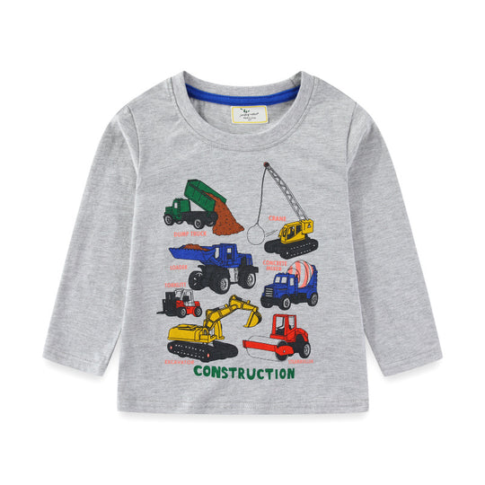 Jungen Langarmshirt mit buntem Baustellenfahrzeug-Design EB