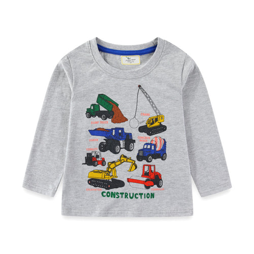 Jungen Langarmshirt mit buntem Baustellenfahrzeug-Design EB