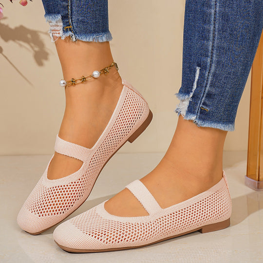 Damen Netz-Ballerinas mit verstellbarem Riemen EB