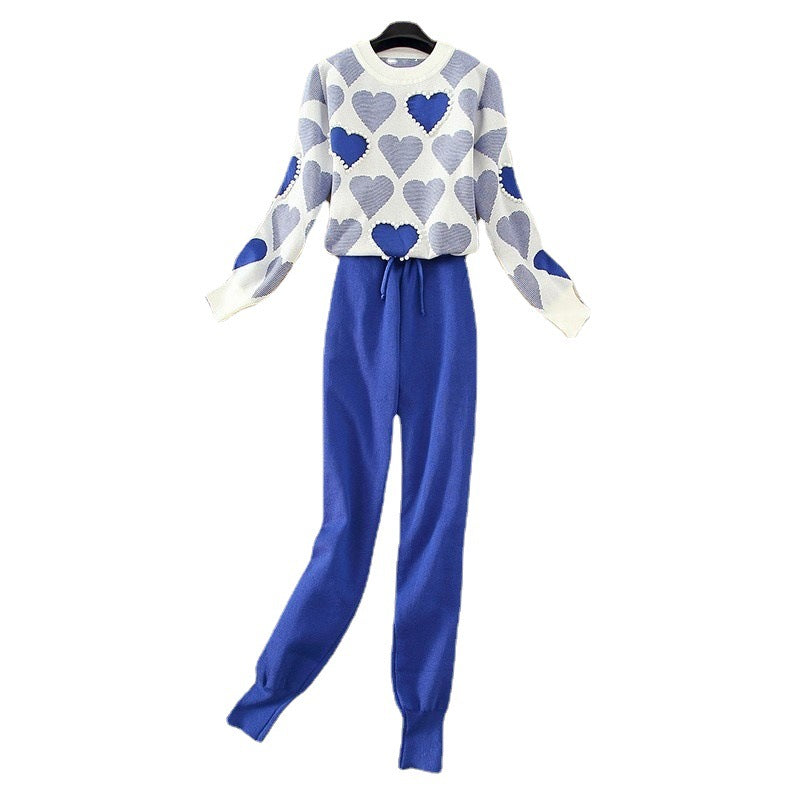 Damen Gemütliches Herzmuster Lounge-Set EB