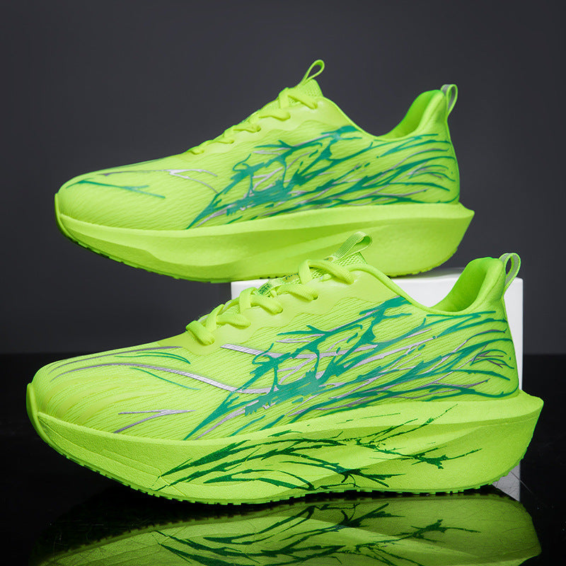 Unisex leichte Laufsneaker mit grafischem Splash-Print, atmungsaktivem Strickoberteil und gedämpfter Plateausohle EB