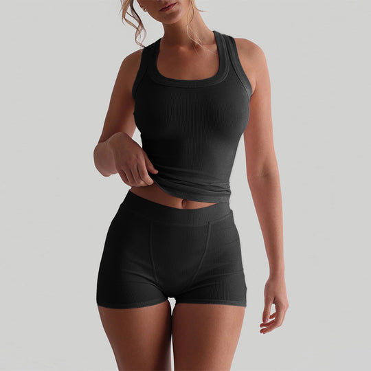 Damen Sportliches Tanktop und Shorts Set EB