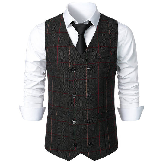 Herren elegante Karoweste mit doppelter Knopfleiste und klassischem Karo-Muster EB