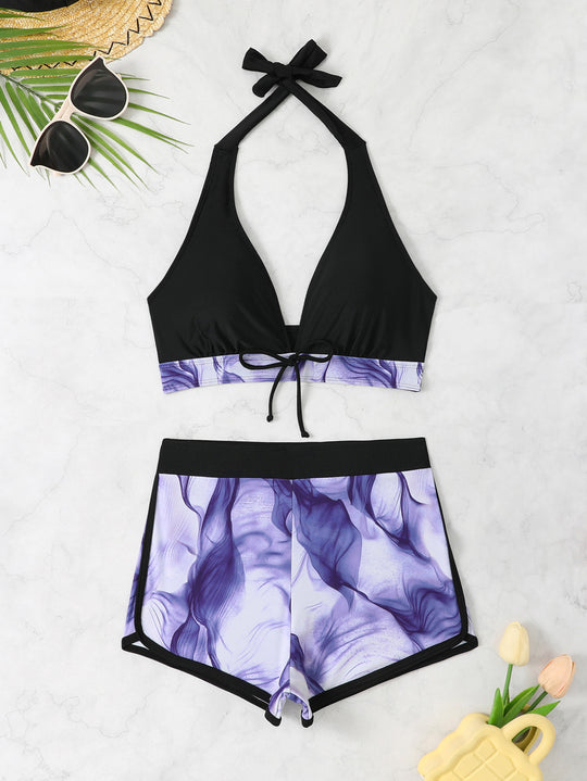 Damen Triangel-Bikini Set mit kurzer Hose EB