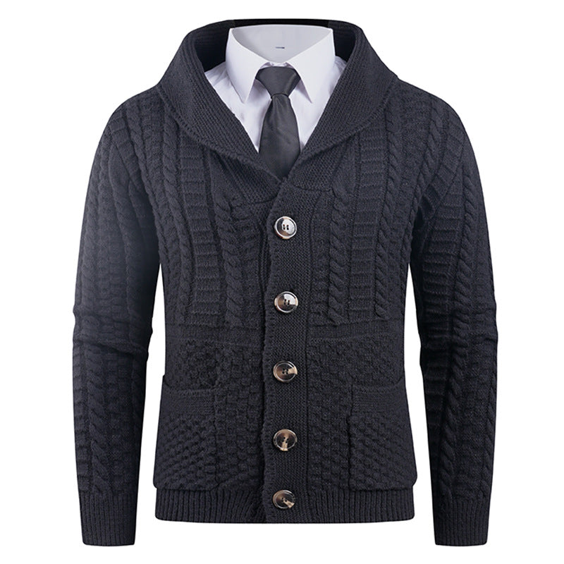 Herren Strickjacke mit modernem Schalkragen und praktischen Knöpfen EB