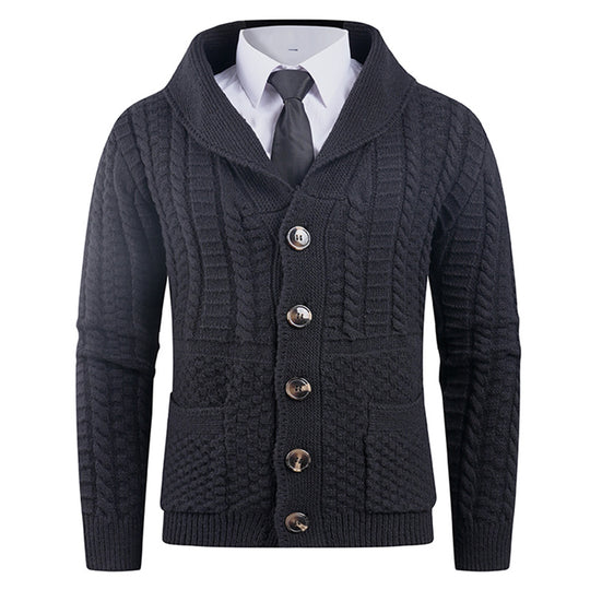 Herren Strickjacke mit modernem Schalkragen und praktischen Knöpfen EB