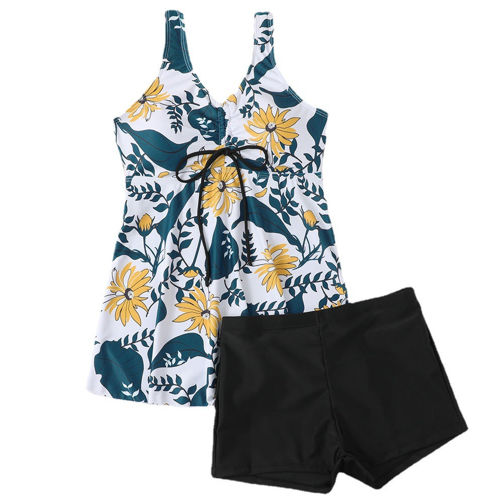 Damen Tankini-Set mit modischem Blumendruck und Rüschen EB