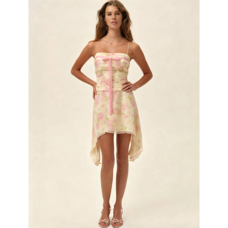 Damen Sommerliches Kleid mit floralem Design und asymmetrischem Saum EB