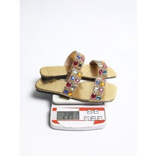 Damen elegante Flip-Flops mit funkelnden Stein-Applikationen EB