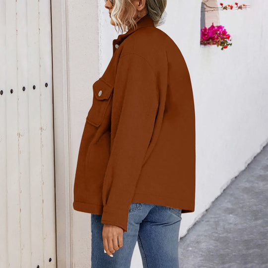 Damen Oversized Jacke aus weichem Stoff mit praktischen Taschen EB