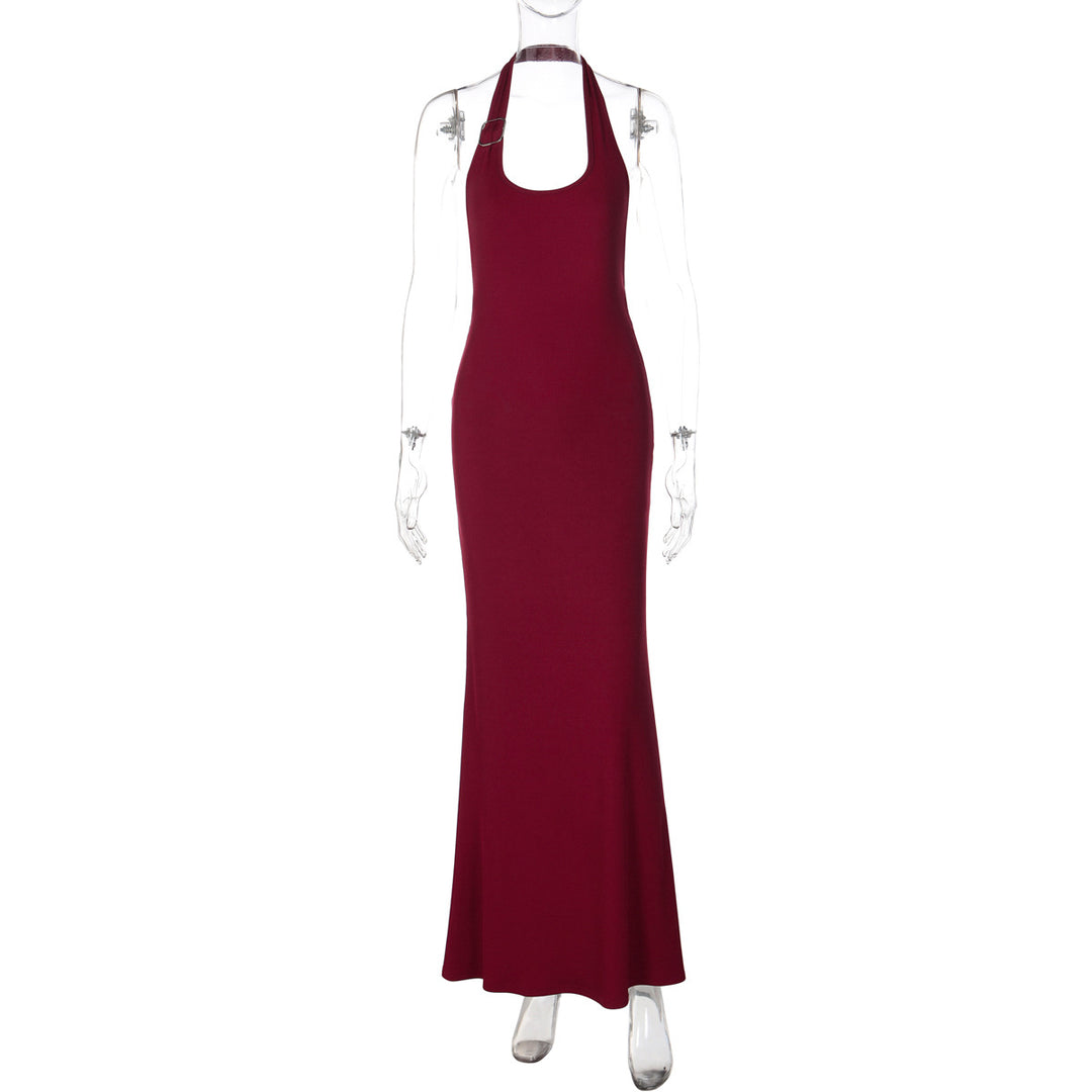 Damen Elegantes Maxikleid mit Halterneck und figurbetontem Design EB